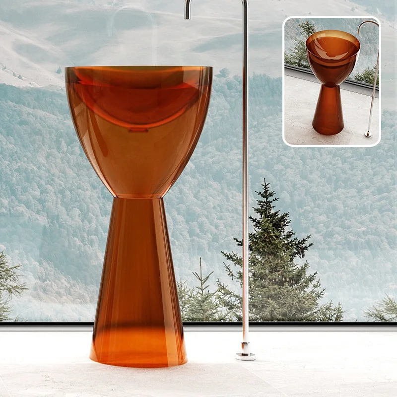 Transparent resin column basin washbasin hotel homestay project integrated landing column basin washbasin