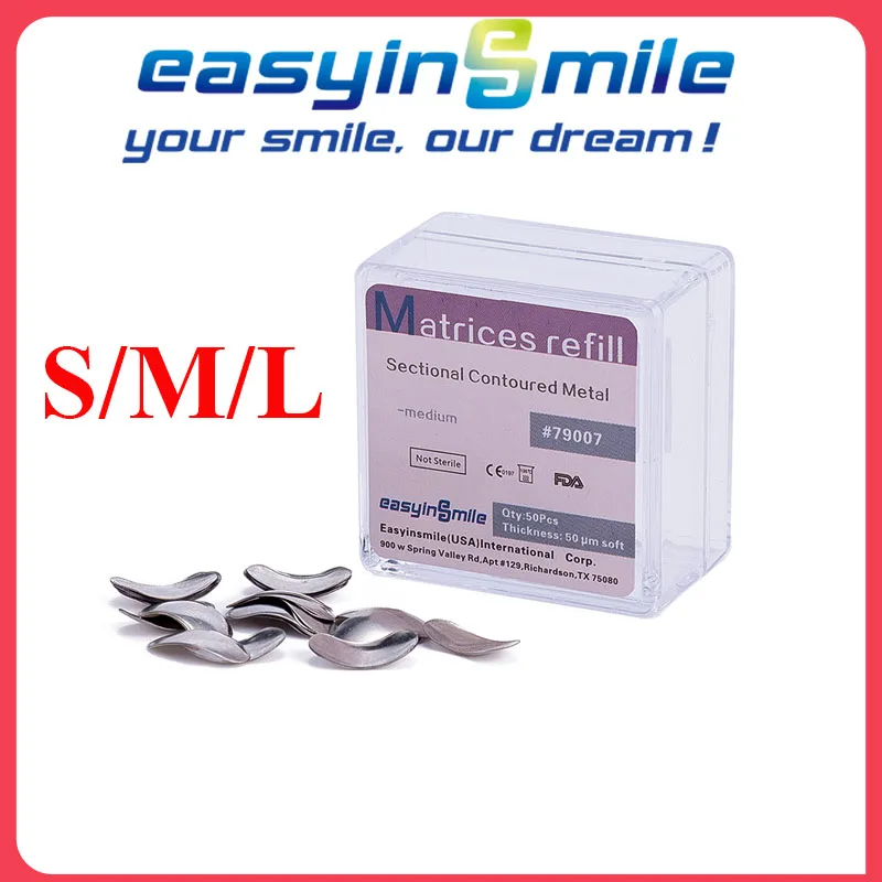 

Easyinsmile Dental Matrix Band Sectional Contoured Matrices Refill Tofflemire Wedges Wedges Metal Stainless Steel 50/5000Pcs