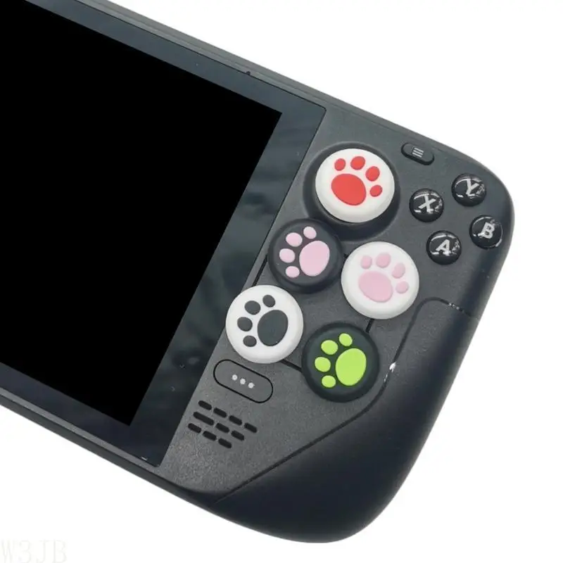 5 Paar Daumengriffkappen für Gamecontroller, niedliche Katzenpfoten-Designs, Analogstick-Abdeckungen, Silikon-Joystick-Kappen für Steam Deck – Detail 1