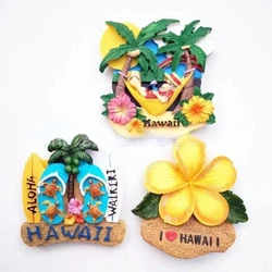 Resin 3D Tourist Attractions Souvenir Features United States Hawaii Creative Tile Refrigerator Magnetic Stickers USA