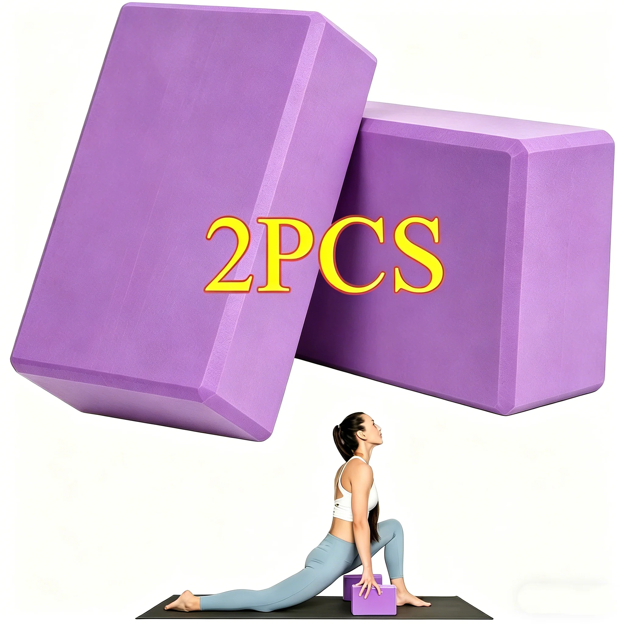 2 Stück Yoga-Blöcke – aus hochdichtem Schaumstoff, leicht, stützend und geruchsneutral – unverzichtbare Yoga-Ausrüstung für Frauen, Fitnessstudio – Detail 1