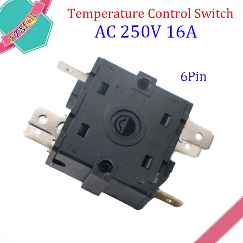 Imagem -06 - Interruptor de Controle de Temperatura para Aquecedor Elétrico Interruptor Rotativo Seletor de Interruptores ac 250v 16a 3pin 5pin 6pin 20 Pcs