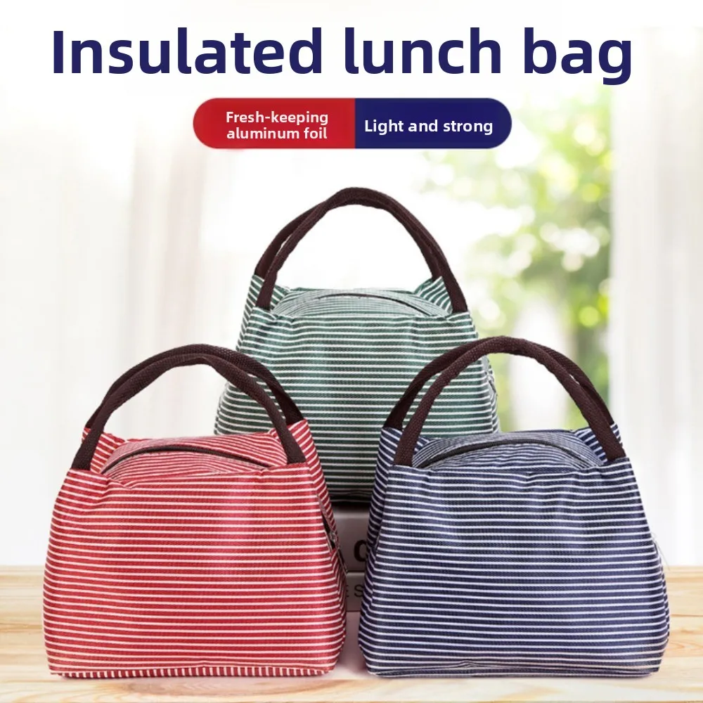 New Stripes Lunch Bag Refrigerator Bag Aluminum Foil Fresh Storage Bag Cool Storage Isothermal Bag Thermo Pouch