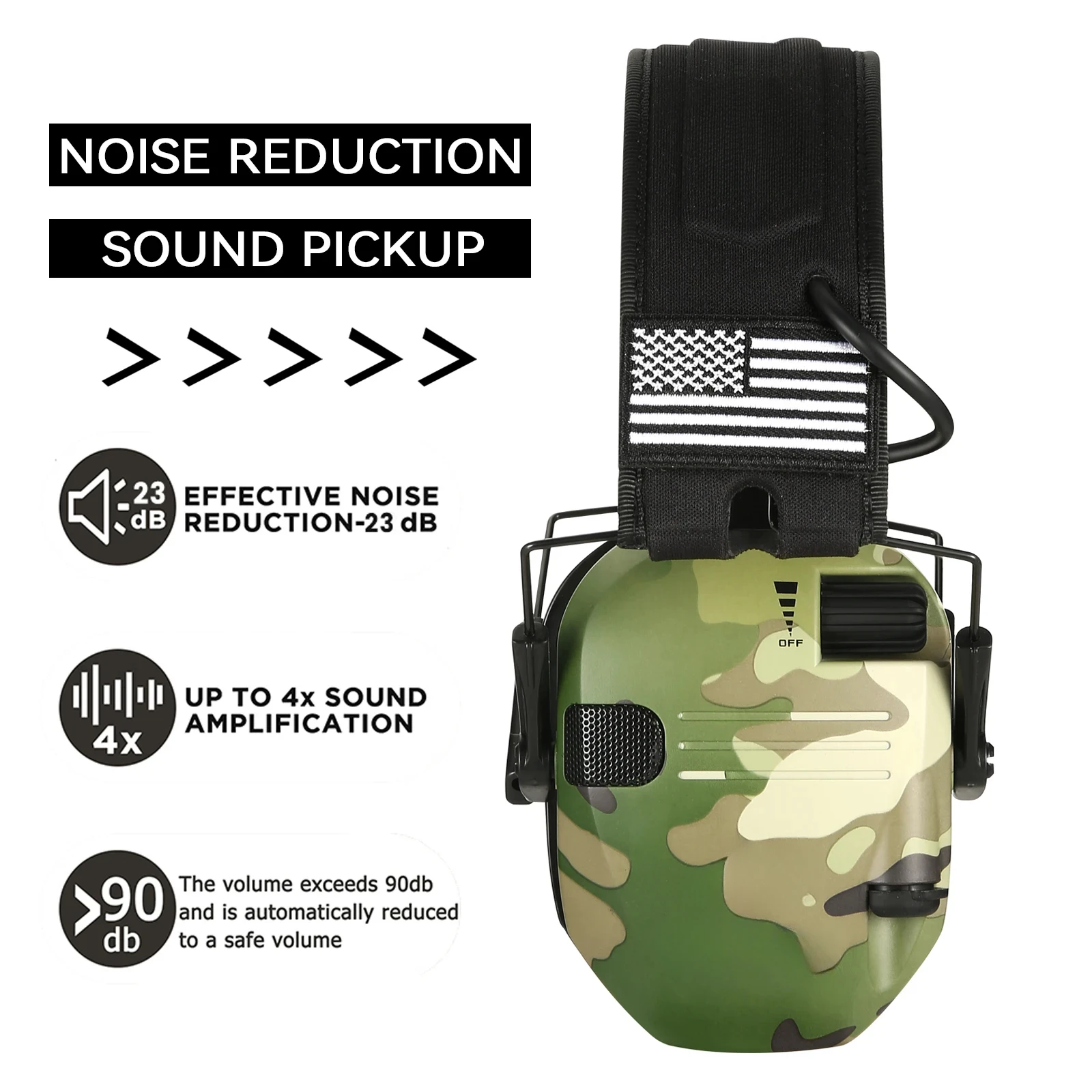 Tactical Earmuffs Active Headphones for Shooting Electronic Hearing Protection Ear Protect Noise Reduction Hunting Headset