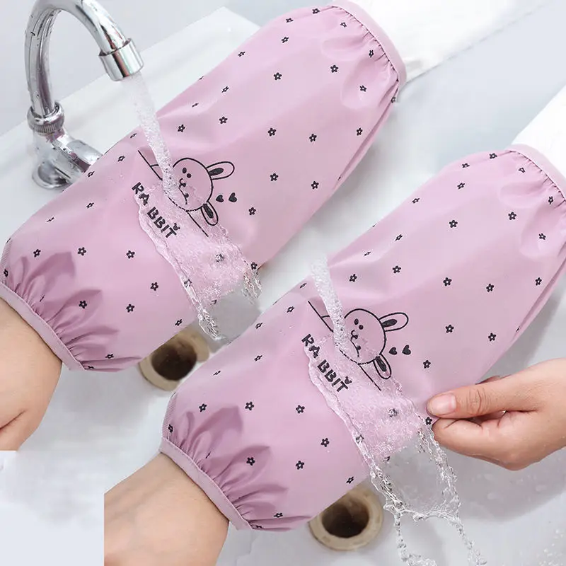 Waterproof Sleeves Women Antifouling Office Sleeves Men Long Work Sleeves Cute Cartoon Kitchen Dishwashing Cleaning Sleeves