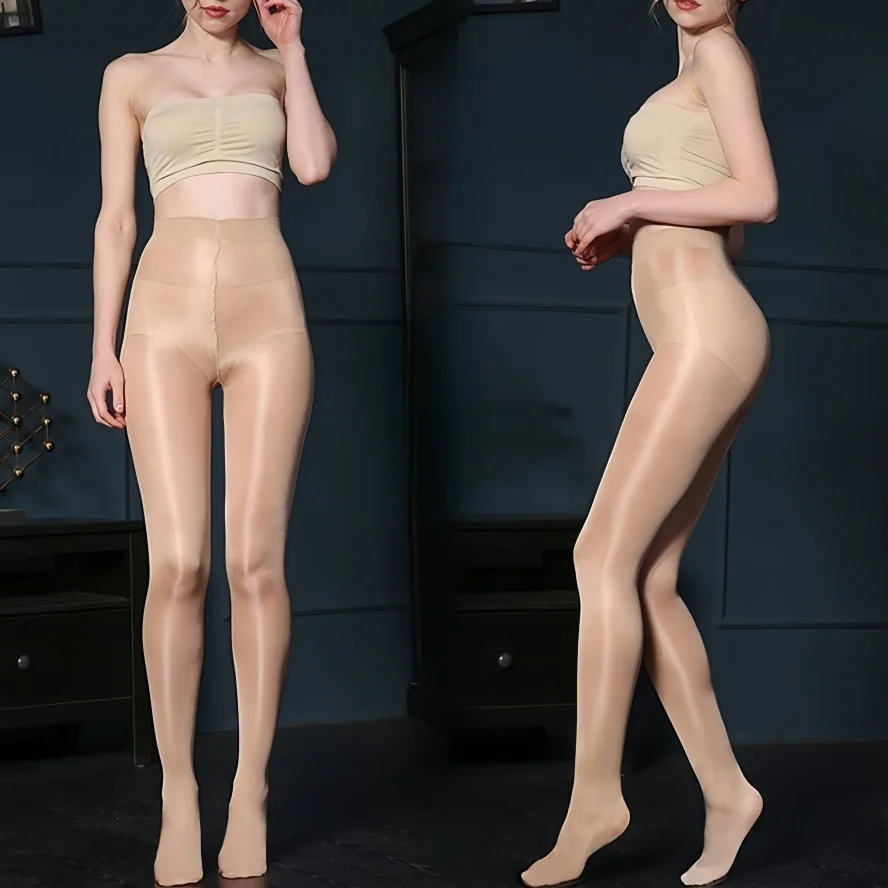 2026 NEW 70D Oil Shiny Elastic High Waist silk Pantyhose sexy Womens Plus Large Size Stocking thin Tights Club Stree Summer Wear