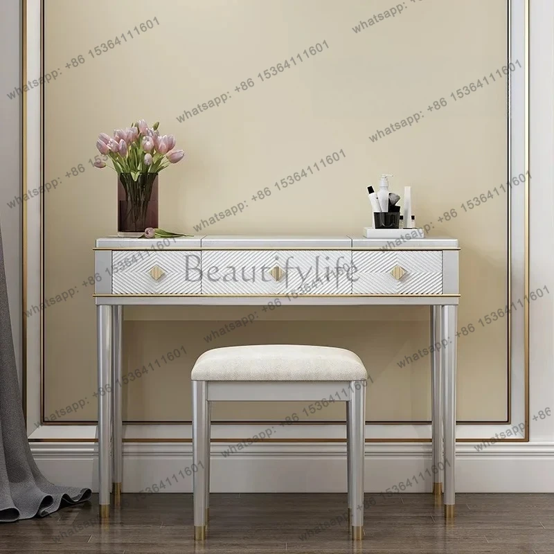 

yj32 Light luxury dresser bedroom modern simple small solid wood cosmetic table and cabinet integrated