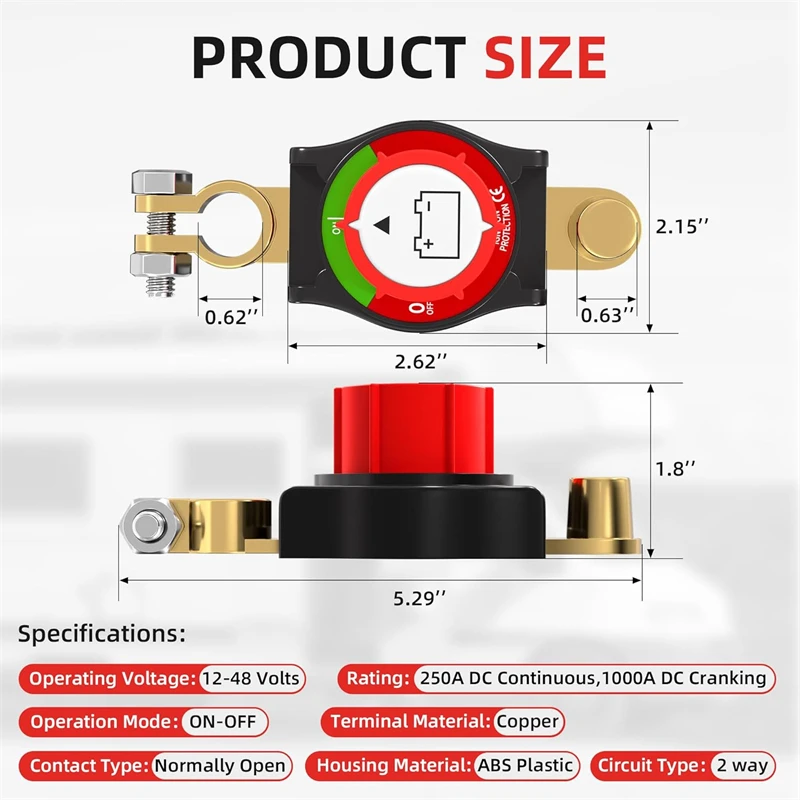 1 قطعة مفتاح فصل البطارية العلوي 12 فولت 48 فولت طقم قطع لسيارة RV قارب شاحنة ATV تركيب طرفي إيجابي #5
