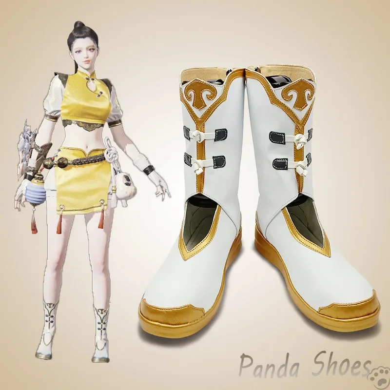 Viper Ning Naraka Bladepoint Cosplay Shoes Anime Game Cos Yellow Boots Viper Ning Cosplay Costume Prop Shoes for Con Halloween