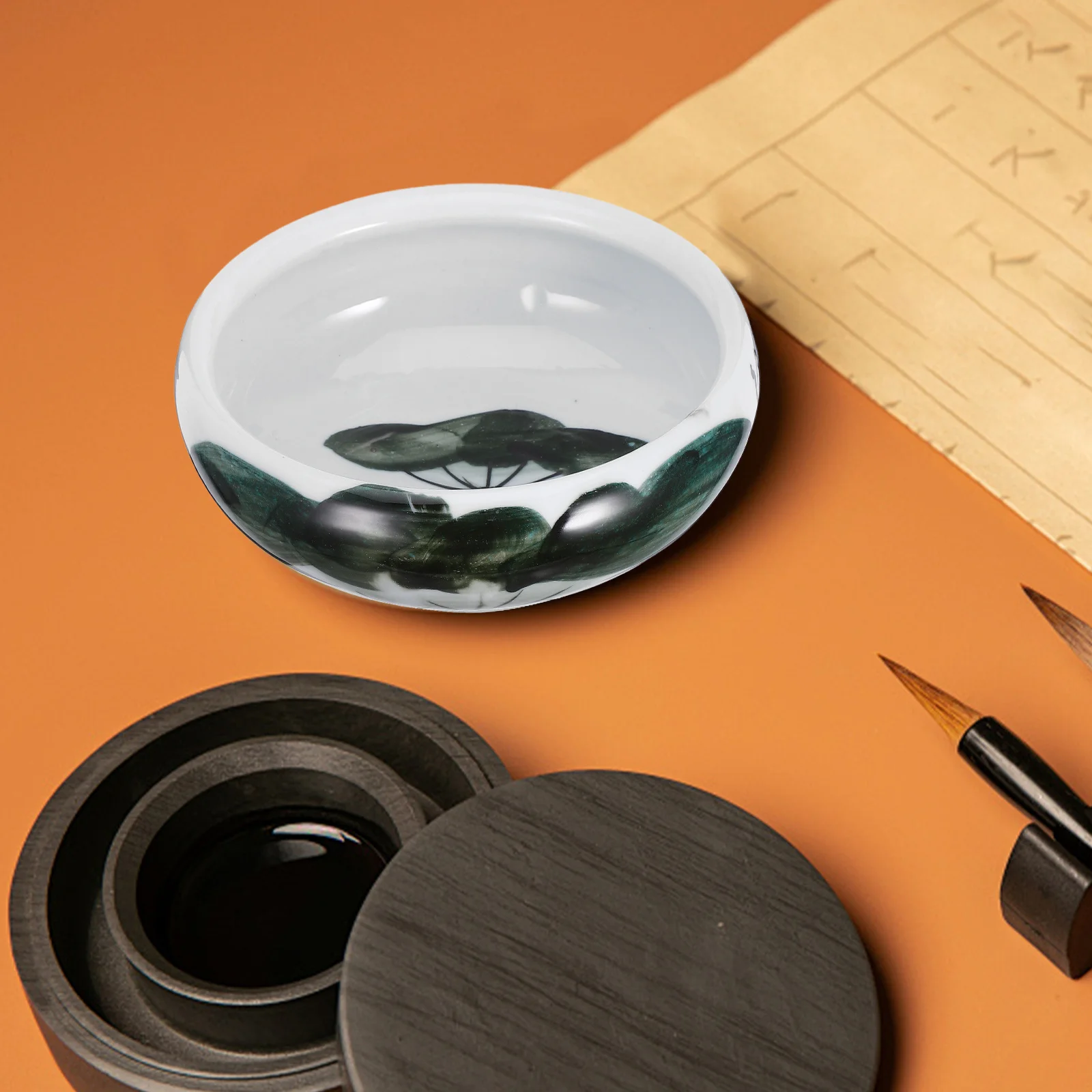 Ceramic Ink Container Ink Plate for Artists Calligraphers and Students Non Scratch Surface Portable Design Ideal for Drawing and