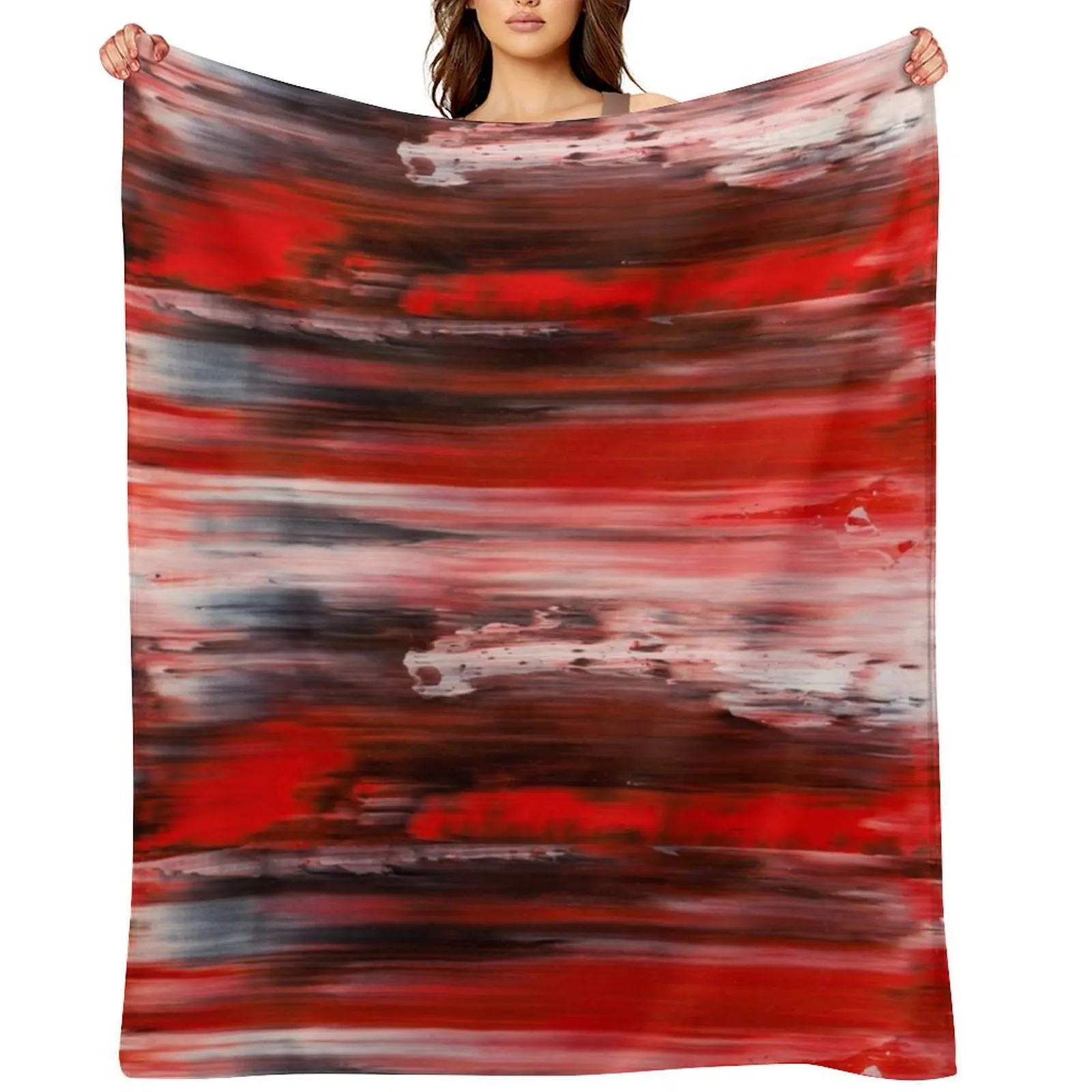 

Abstract artwork #2 - Black, white, red waves Throw Blanket Summer Furry Heavy blankets ands Blankets