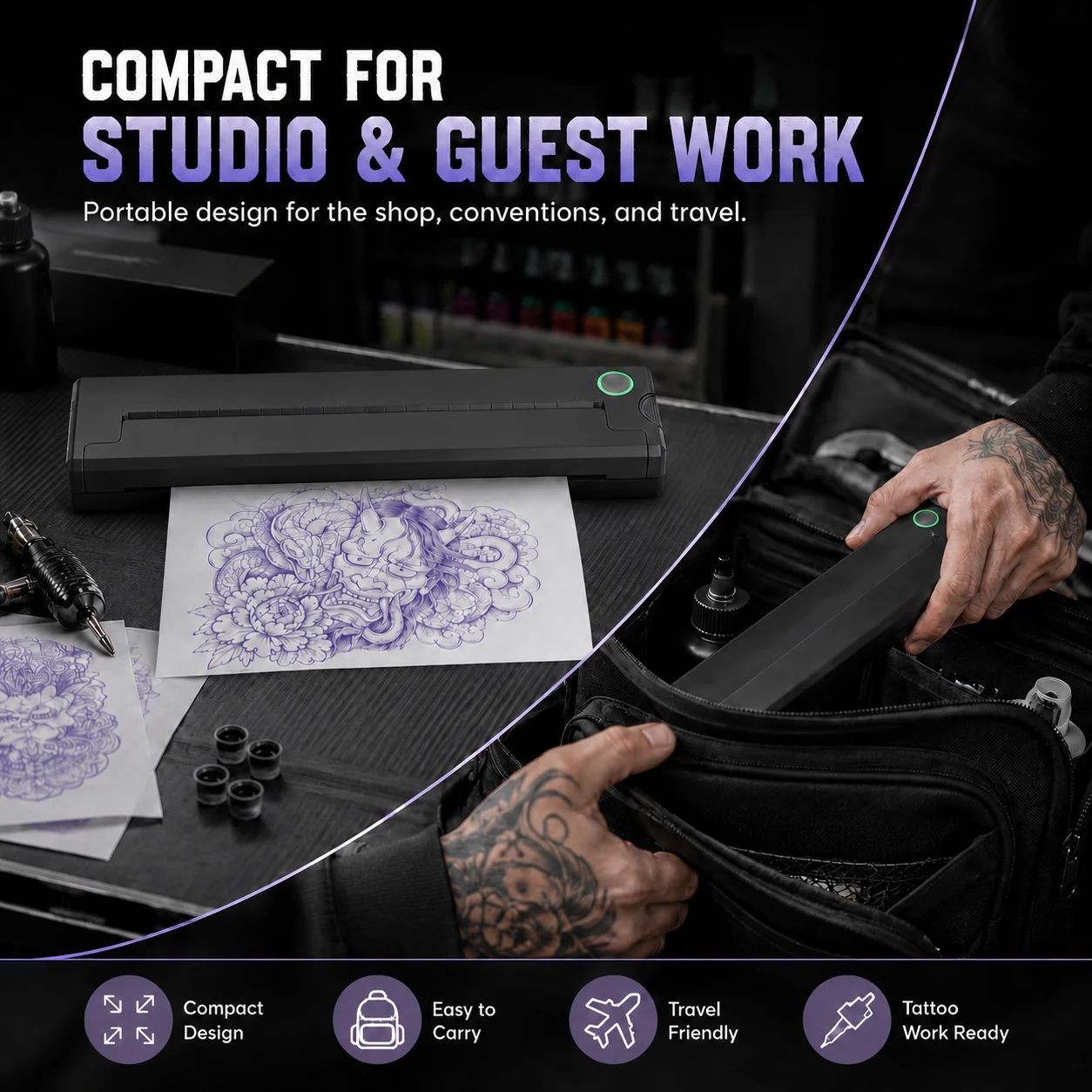 PeriPage P90 Wireless Tattoo Transfer Stencil Printer, Thermal Tattoo Machine with 5pcs Free Transfer Paper