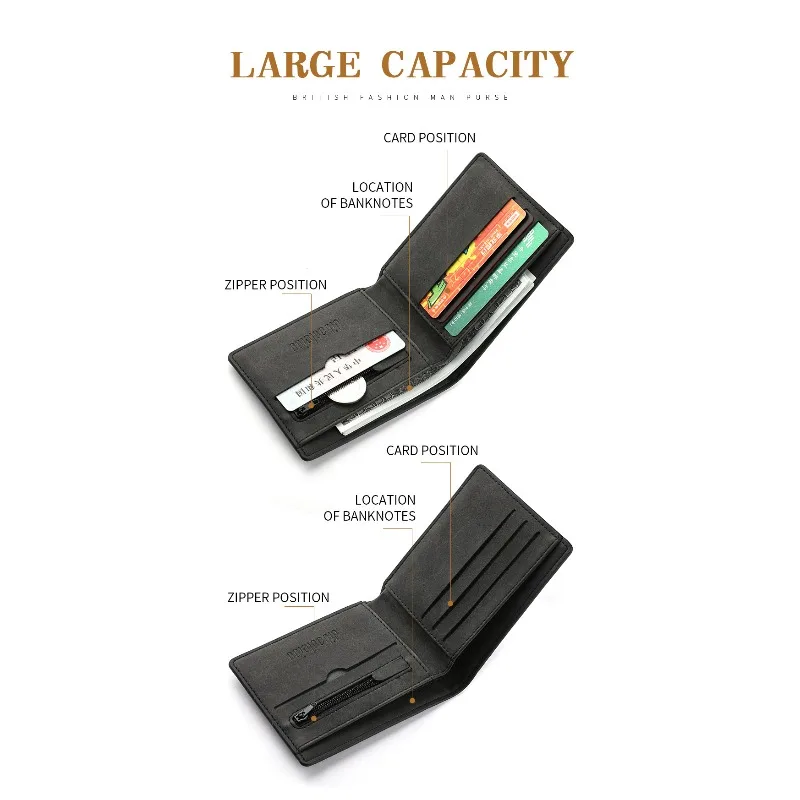 Fashion PU Leather Men Wallet Large-capacity Multi-card Slot Card Bag Folding Money Bag Lightweight Short Skin Short Purse - view 3