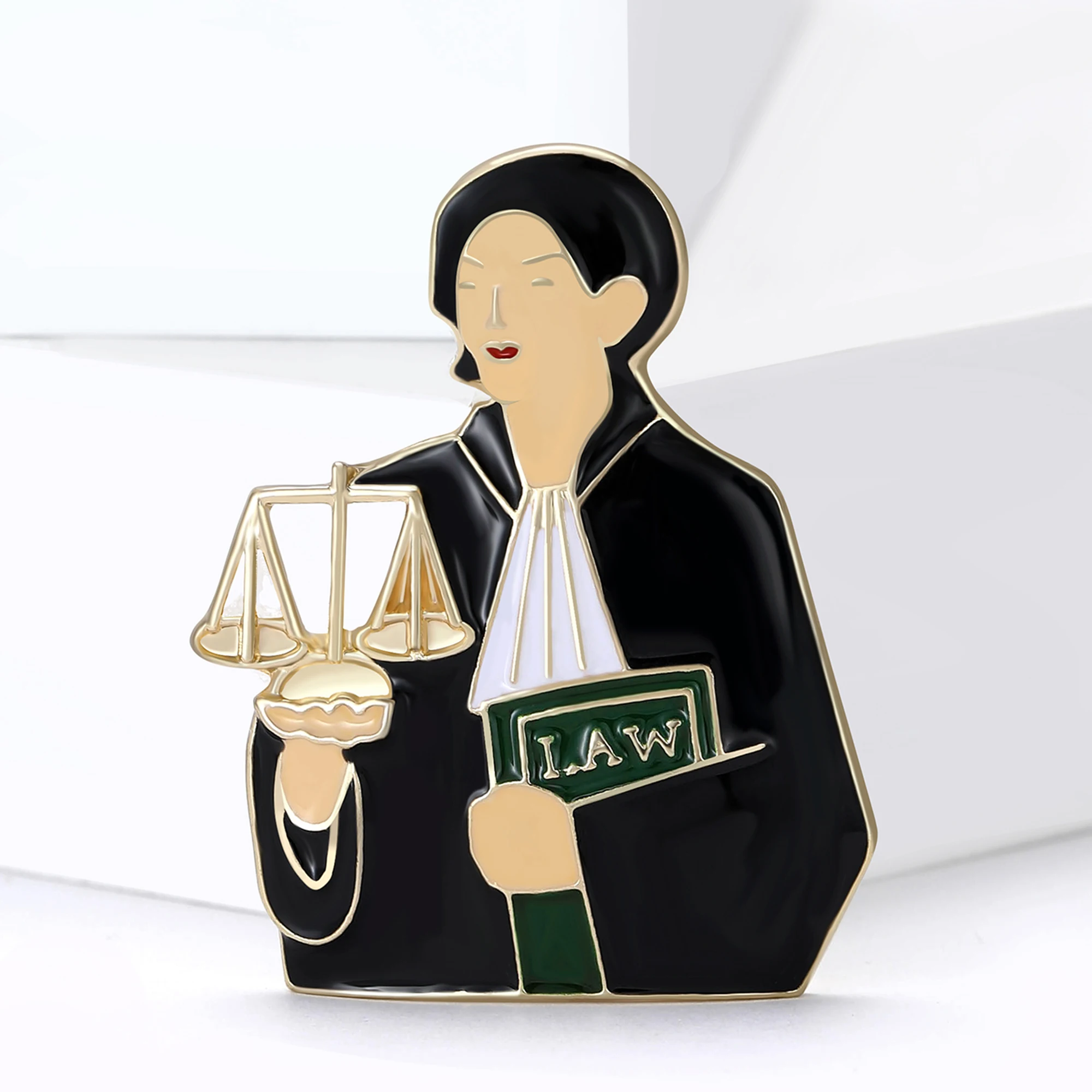 Beaut&Berry Creative Enamel Cartoon Lawyer Brooches for Women Unisex Character Pins Casual Party Accessories New Gifts Friends