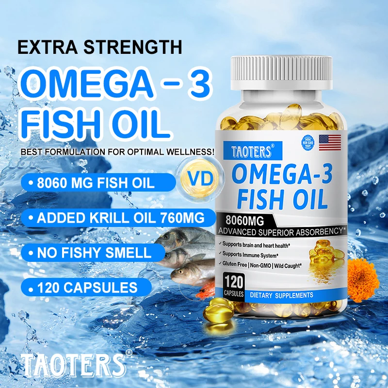 Omega-3 Fish Oil Supplement - Rich in EPA+DHA Fatty Acids, Supports Heart, Brain and Joint Health, Relieves Inflammation