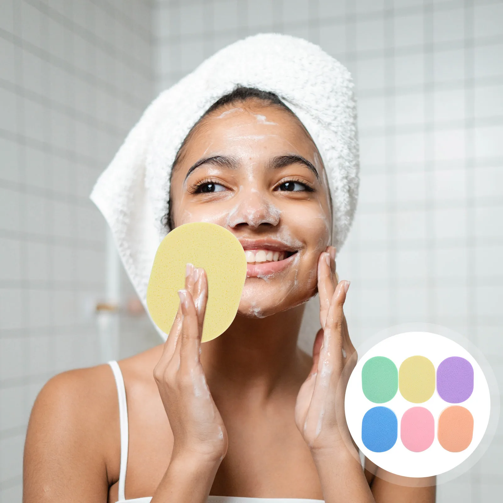 

6Pcs Facial Cleansing Sponges Reusable Soft Exfoliating Pads Makeup Remover Puff Face Washing Sponge Lightweight Practical