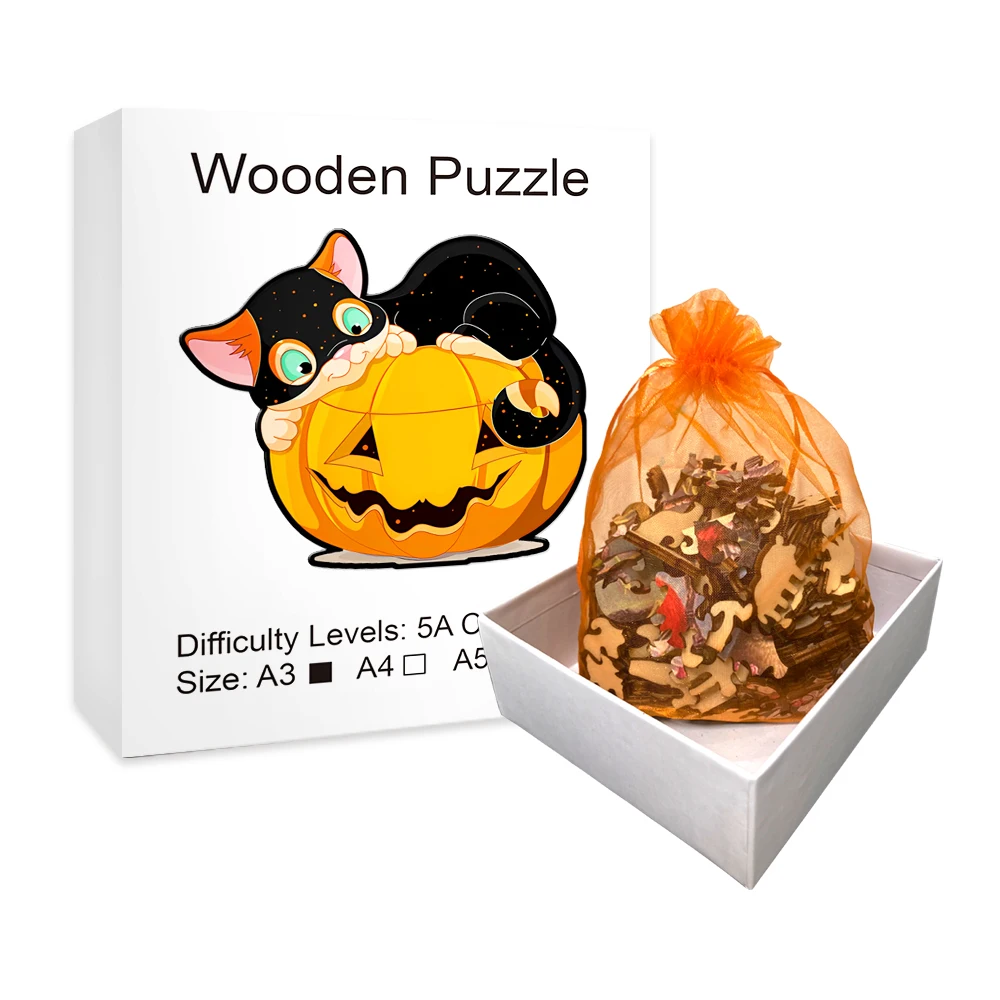 Halloween Pumpkin Wooden Puzzle Toy, Fun Puzzle: Explore The Magical World Of Ghosts And Pumpkins, Christmas, Halloween Gifts