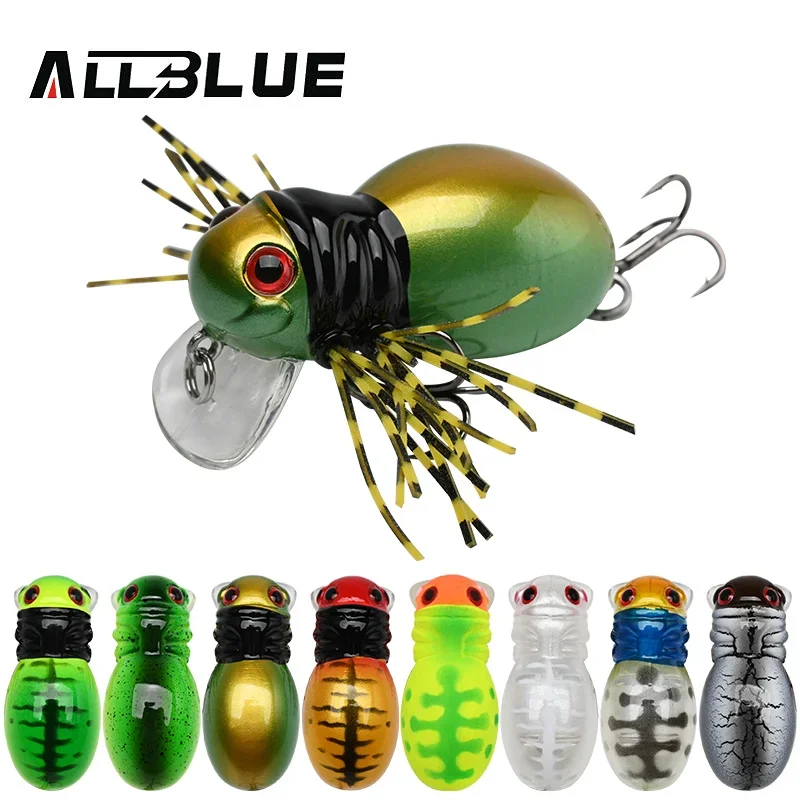 New ALLBLUE FATSO SPIDER Topwater Shallow Crankbait 41MM 6.2G Rolling Insect Fishing Lure Wobbler Bait Freshwater Bass Pike Tack