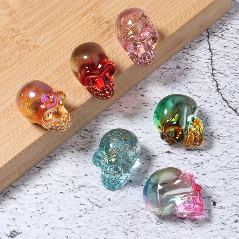 19X27.5mm Colorful Glass Lampwork Glaze Skull Beads For Jewelry Making Accessories DIY Necklace Bracelet Birthday Gifts Ornament