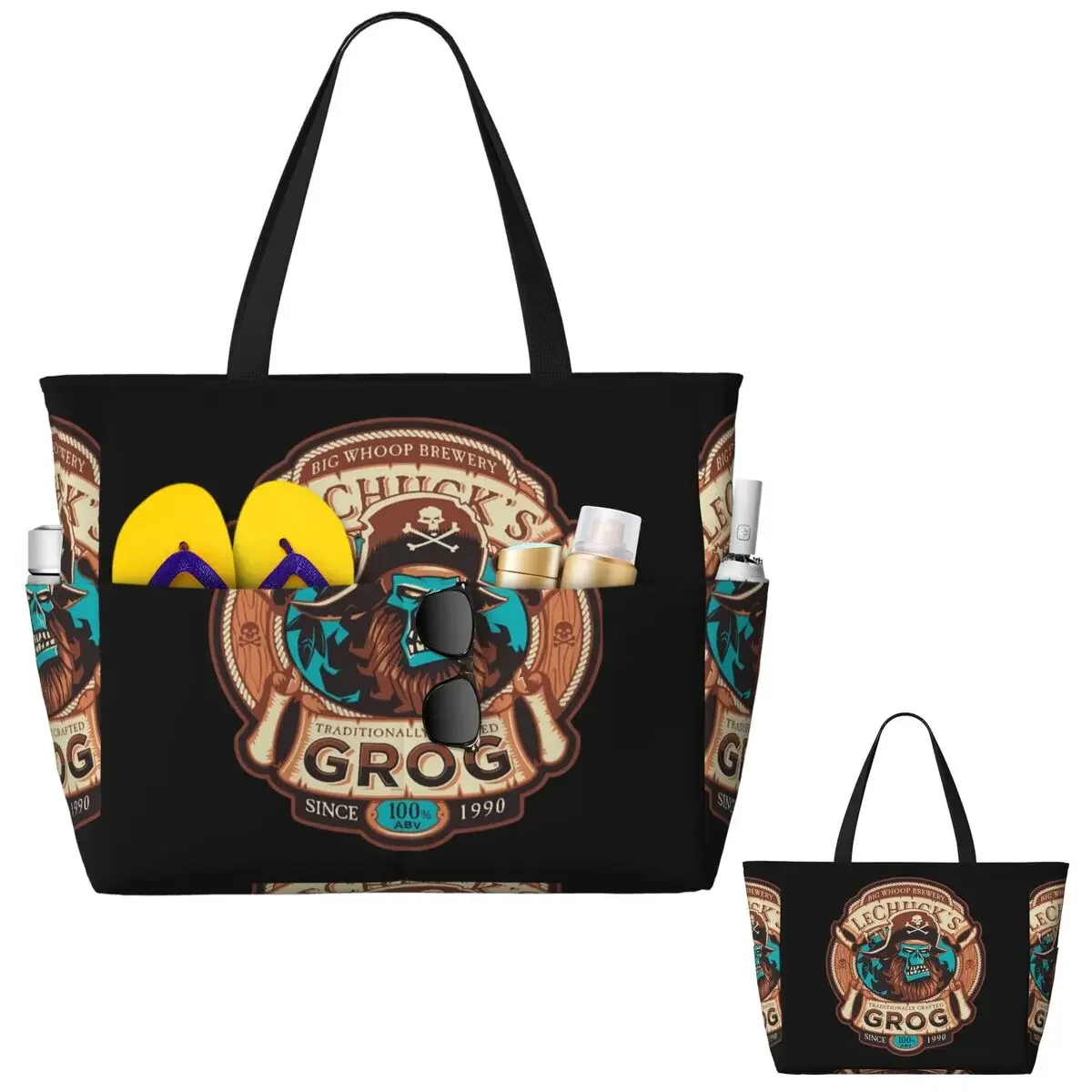 

LeChuck's Grog - Крафтовое пиво - Сумка-тоут Monkey Island Beach для спорта, тренажерного зала, йоги, большая сумка-тоут, женская дорожная сумка, сумка для фитнеса