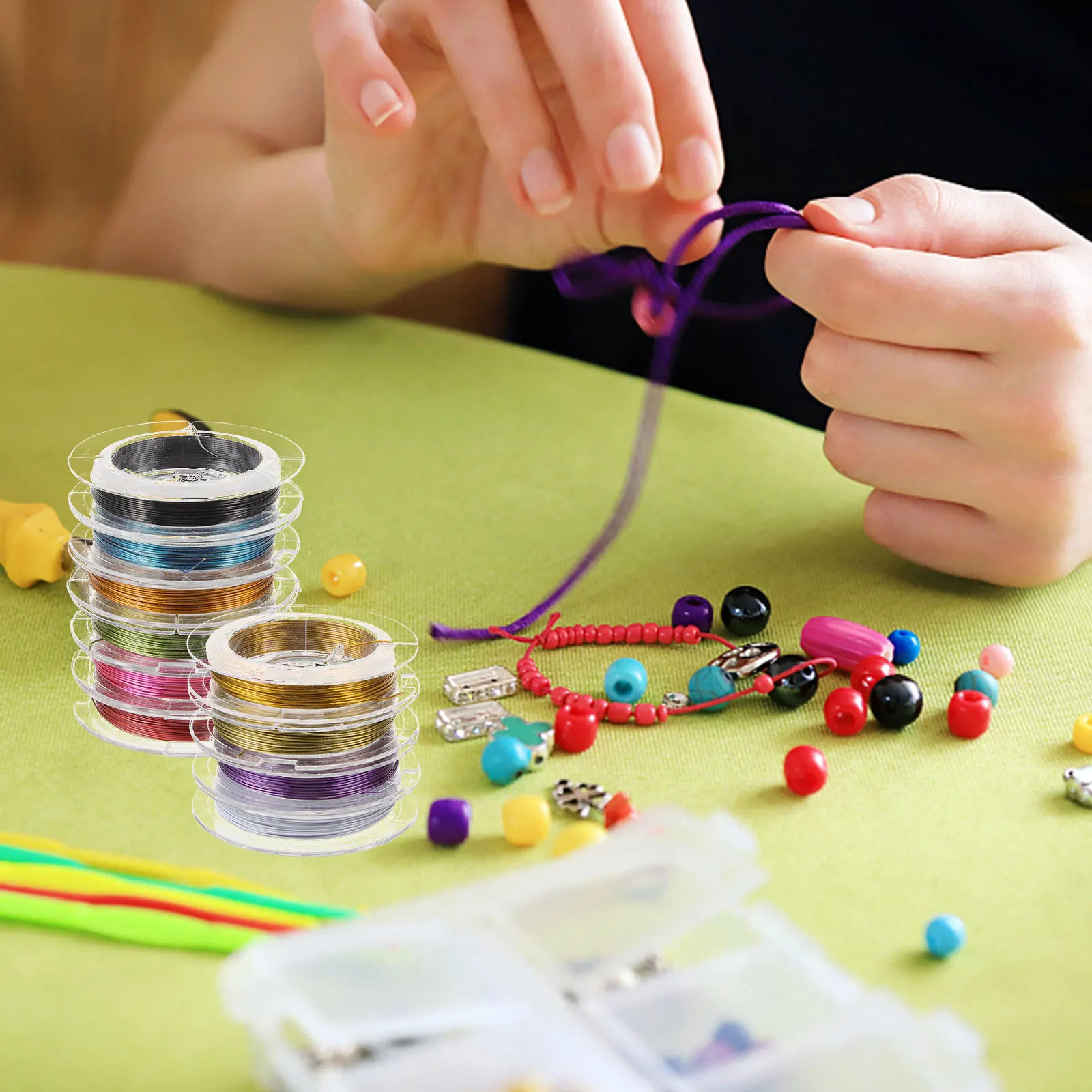 

1Set Steel Wire for Jewelry Making Pliable Cuttable Beading Craft Supply Professional DIY Metal Wire Multi-Function