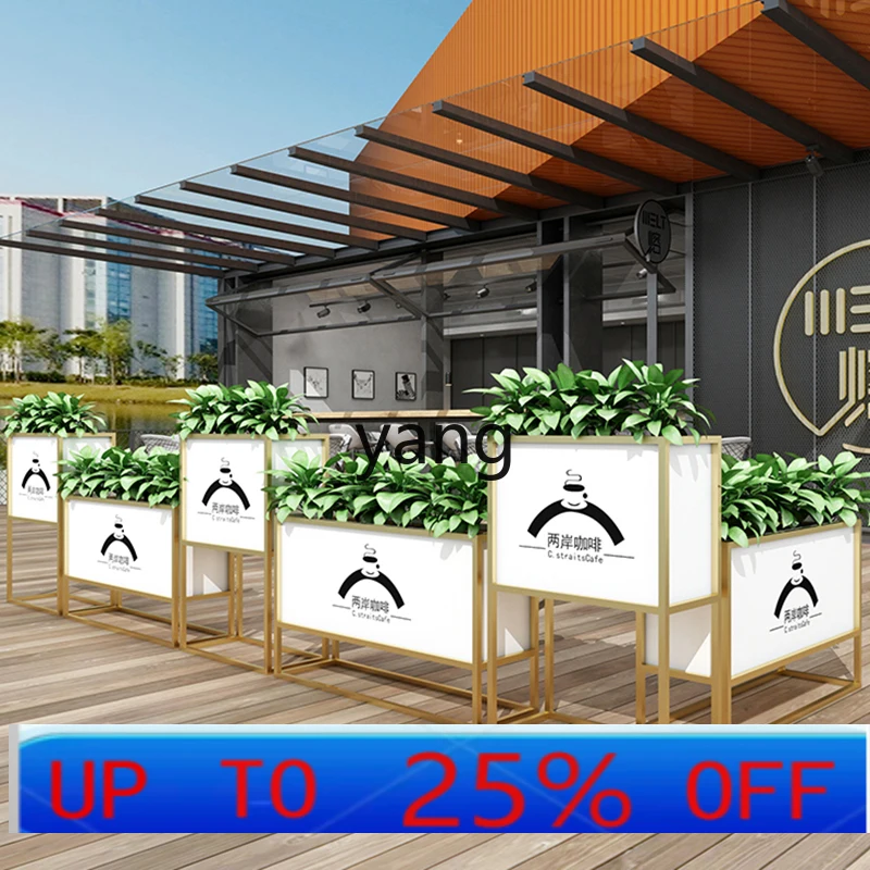 Ltt outdoor courtyard milk tea shop outer pendulum rectangular flower pot leisure area partition flower stand