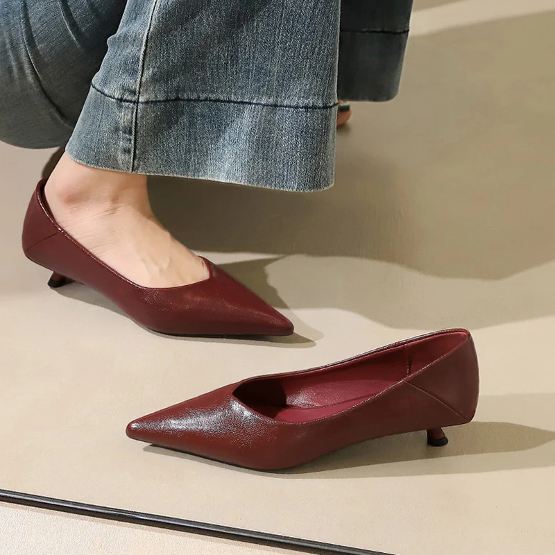 

Женские элегантные туфли-лодочки винного цвета на каблуке 3 см, удобные, на каждый день, для офиса, свиданий, повседневной носки