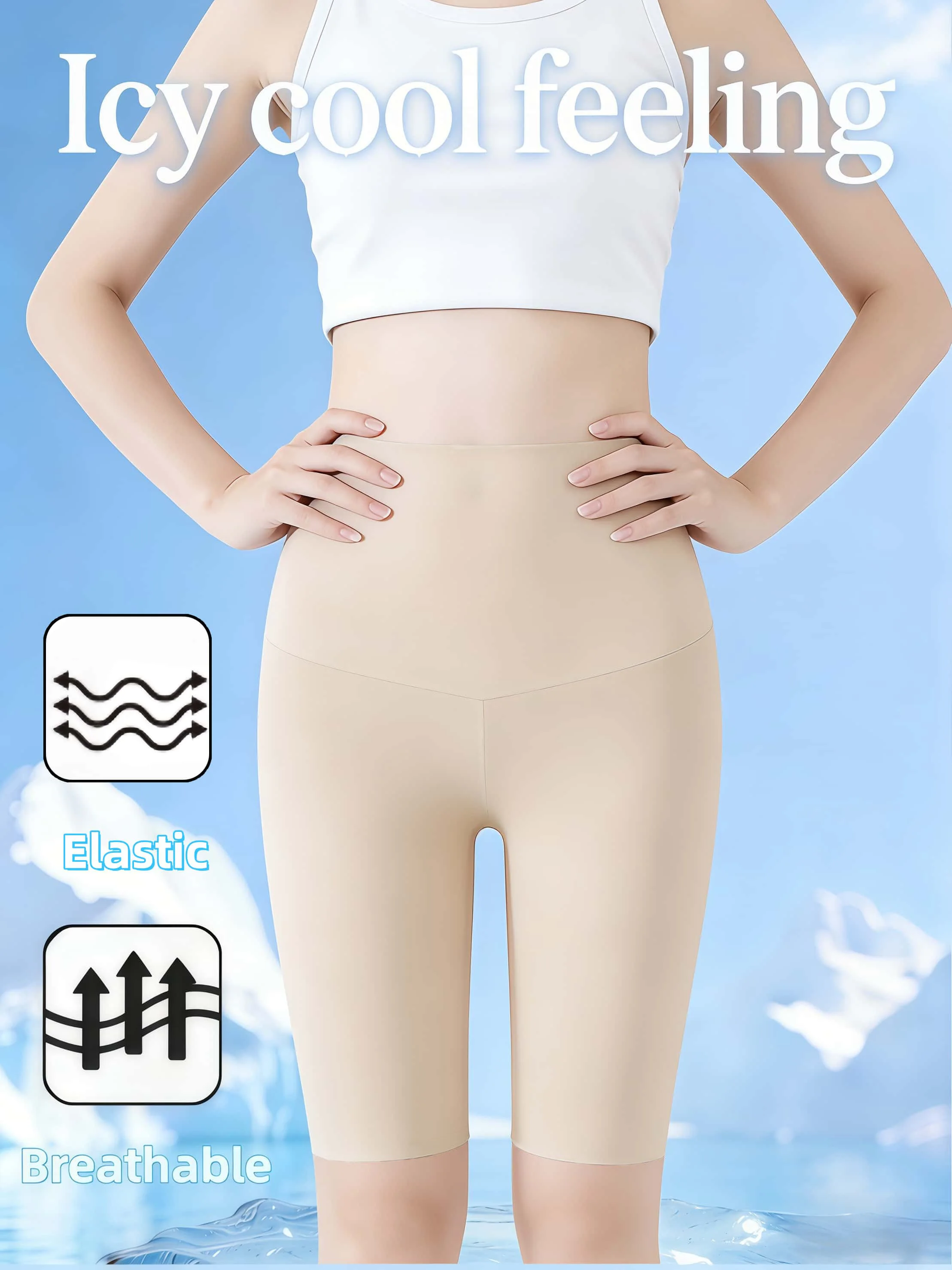 Women's High Waist Nude Milk Skin Biker Shorts Seamless Breathable High Stretch Yoga Shorts for Summer Outdoor Sports