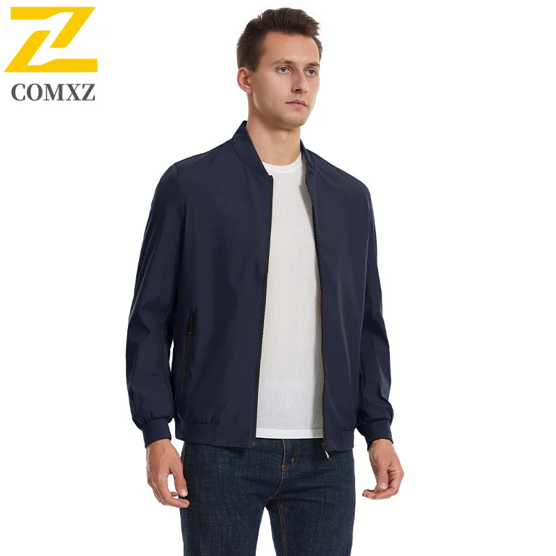 

Stand Up Collar Men Jacket 2025 Solid Color Simple Fashionable Classic Windproof Breathable Men Coat Outdoor Casual Zipper Coat