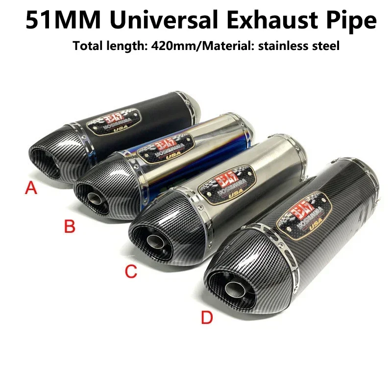 

51MM Universal Yoshimura Moto Exhaust Muffler Pipe Escape For R1R3R25 GSXR750 Z900/1000 CBR1000 ETC R77 Exhaust