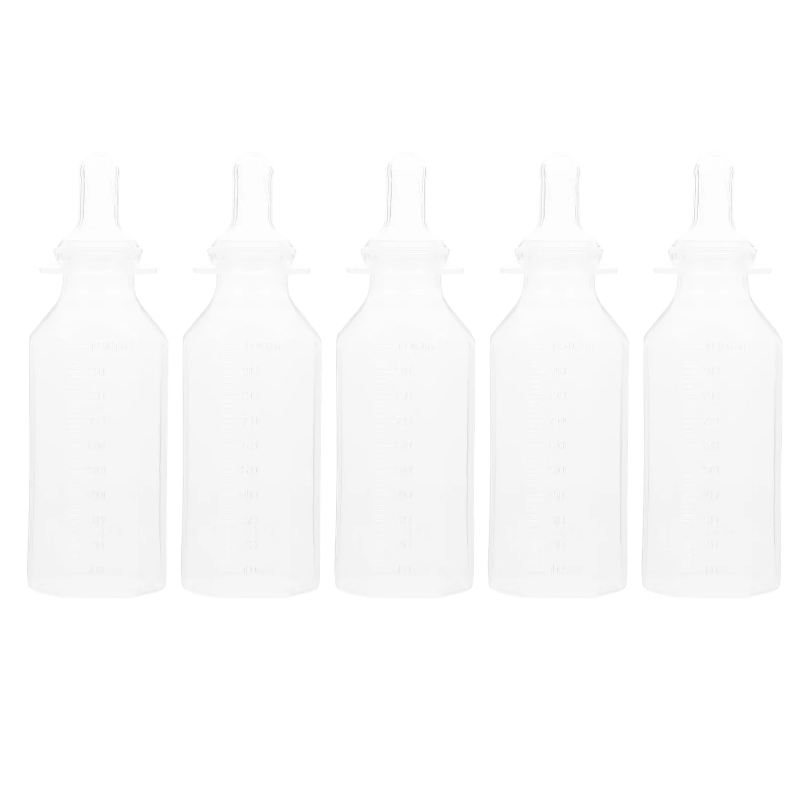 

5 Pcs Disposable Feeding Bottle Baby Milk Powder Bottles Once-off Plastic Teat Clear Scale Pacifier