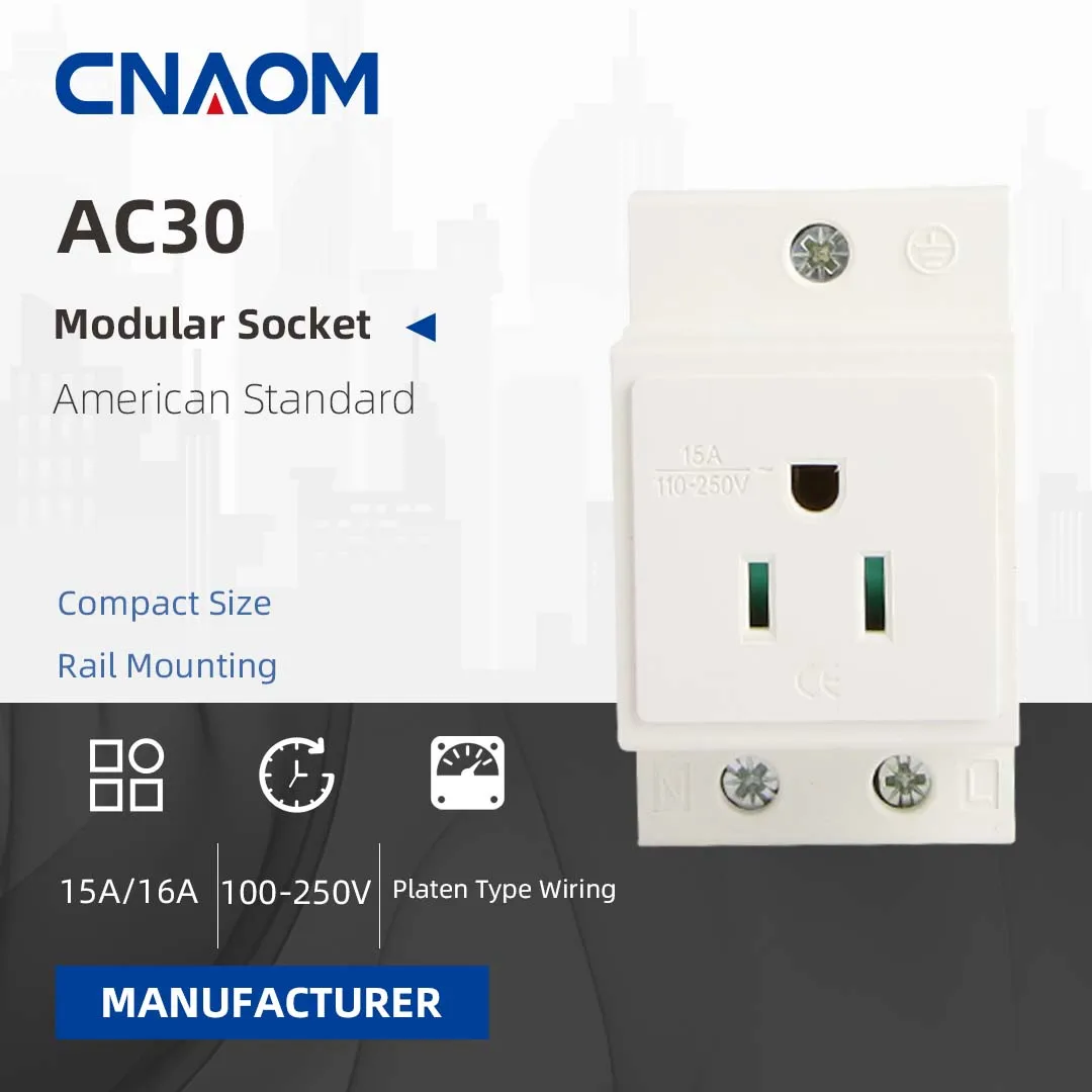 

Розетка переменного тока CNAOM на DIN-рейку 35 мм, модульная, стандарт США, 30А, для жилых и промышленных объектов общего назначения