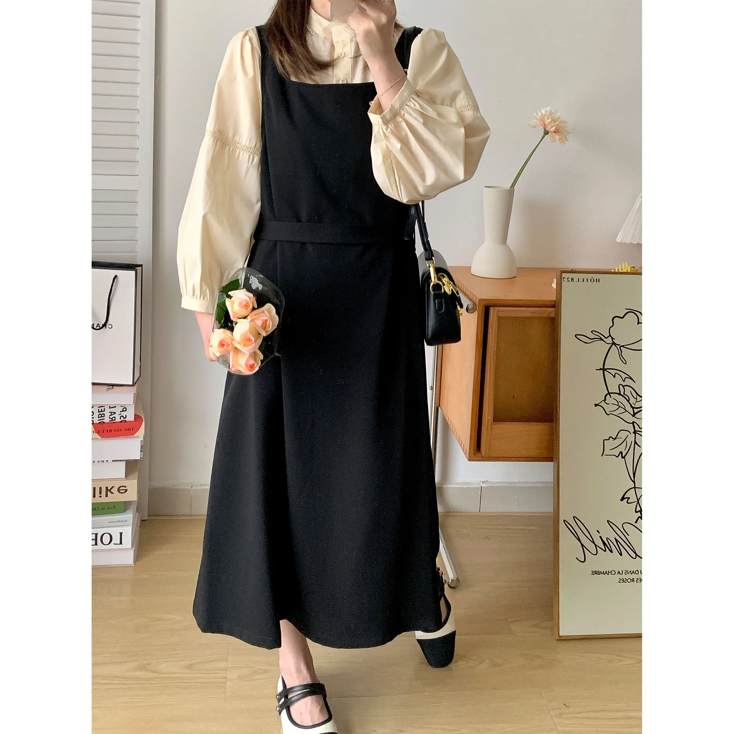 

Комплект из двух предметов Sweet And Sal Bla Apricot: женский модный хлопковый костюм в стиле Хепберн, ретро-юбка и блузка, весна-осень