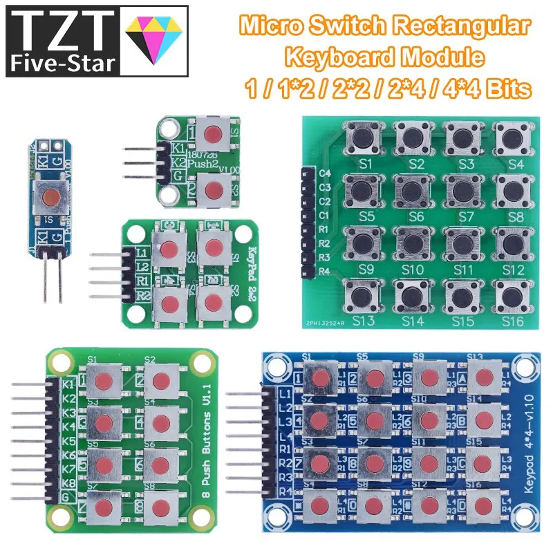 Micro Switch 1*2/2*2/2*4/4*4 Matrix Keyboard 8-bit Button Independent Button MCU External Expansion Keyboard Module For Arduino