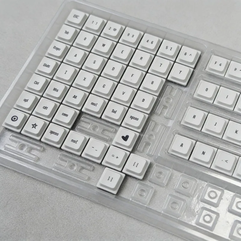 LAK White  Low Profile Keycaps Set Custom PBT Sublimation CHOC V2 MX Keyboard Caps for Gaming Mechanical Keyboard Accessories