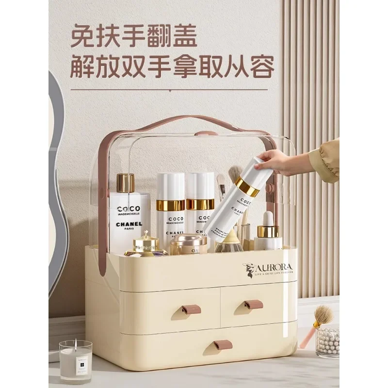 High-Quality Cosmetics Storage Box Dustproof Lipstick & Skin Care Organizer for Dormitory Desktop Compact Makeup Dresser