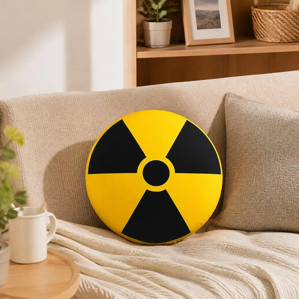 Radiation Warning Sign Radioactive Sign Funny Pillow Cushion Irregular Stuffed Throw Pillow Home Decor Gift Sofa Bed