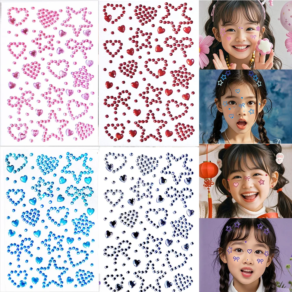 

1 шт. 3D полые звезды сердце лицо драгоценный камень самоклеящиеся наклейки для теней для век татуировка со стразами для лица DIY украшение для макияжа глаз/тела/лица