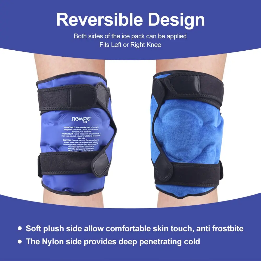 NEWGO Ice Pack for Injuries Reusable Knee Wrap Hot Cold Compress Therapy Pain Relief Gel Knee Support for Sprains First Aid Tool