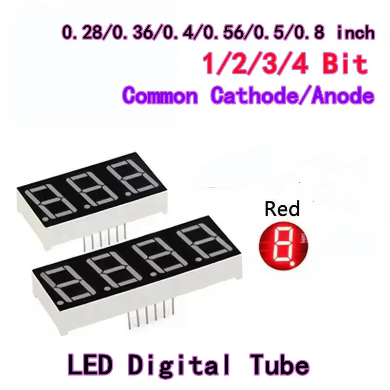 5PCS 0.28 pollici 0.36 pollici LED display a 7 segmenti rosso tubo digitale catodo comune/anodo 0.4/0.56/0.5/0.8 pollici 1/2/3/4 Bit