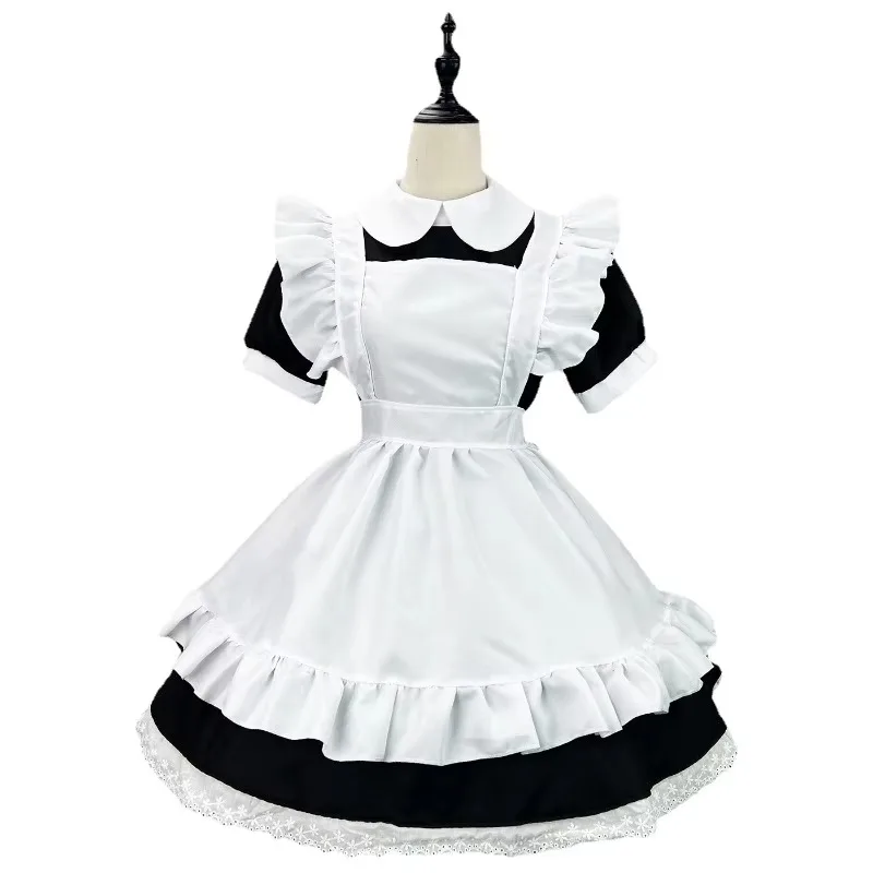 FallenVex Store Cute Anime Cat Maid Uniform S-4XL Black White Maid Dress Cosplay Outfit for Party Stage Role Play Costume