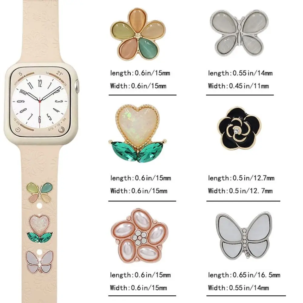 Creative Metal Watch Band Decorative Nails Diamond Brooch Decorative Ring Wristbelt Charms for Iwatch Strap Accessories
