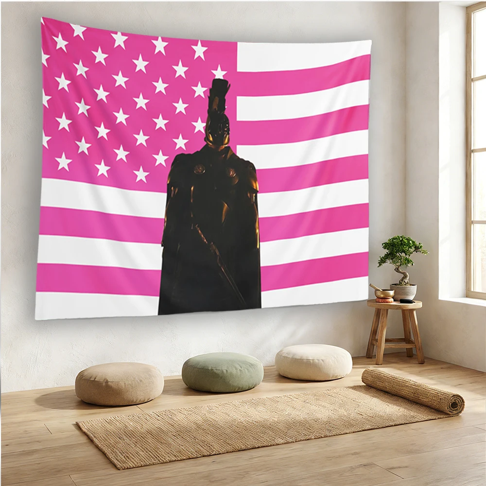 A-Agamemnon Pink American Flag Tapestry Wall Hanging Greek Mythology Warrior Poster Decorative Blanket Bedroom Living Room Home