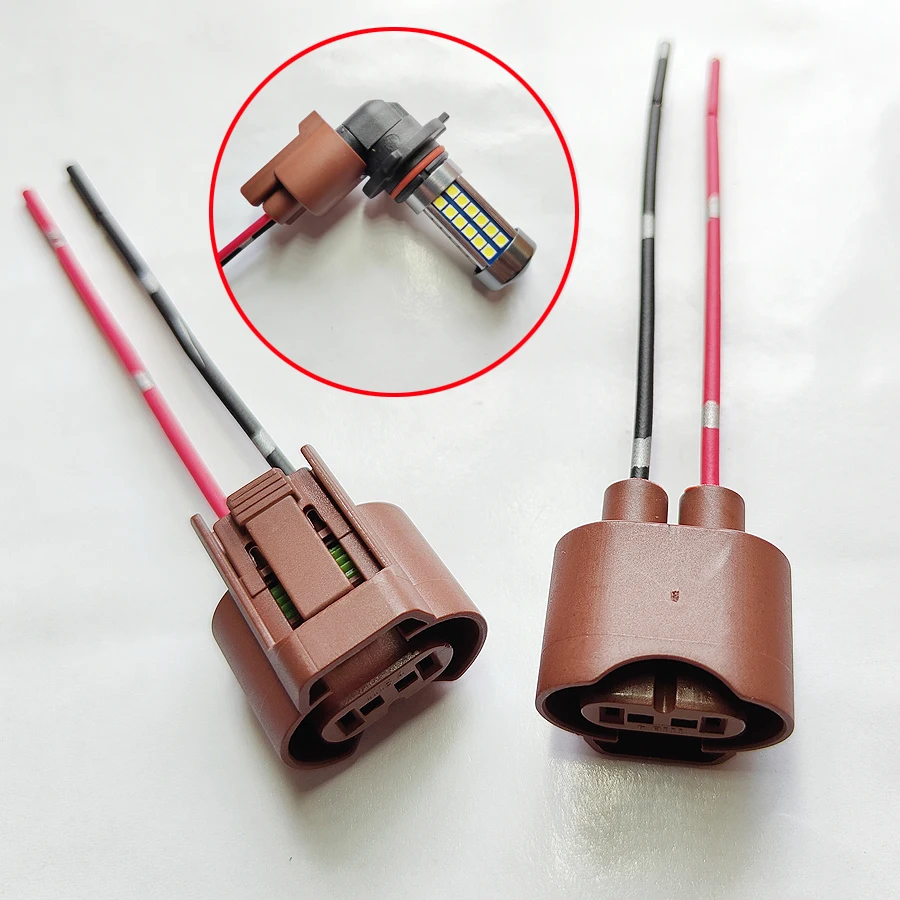 2Pcs Original 9006 HB4 Socket Adapter Base Female Plug Connector Extension Wiring Harness Car Lights Accessories