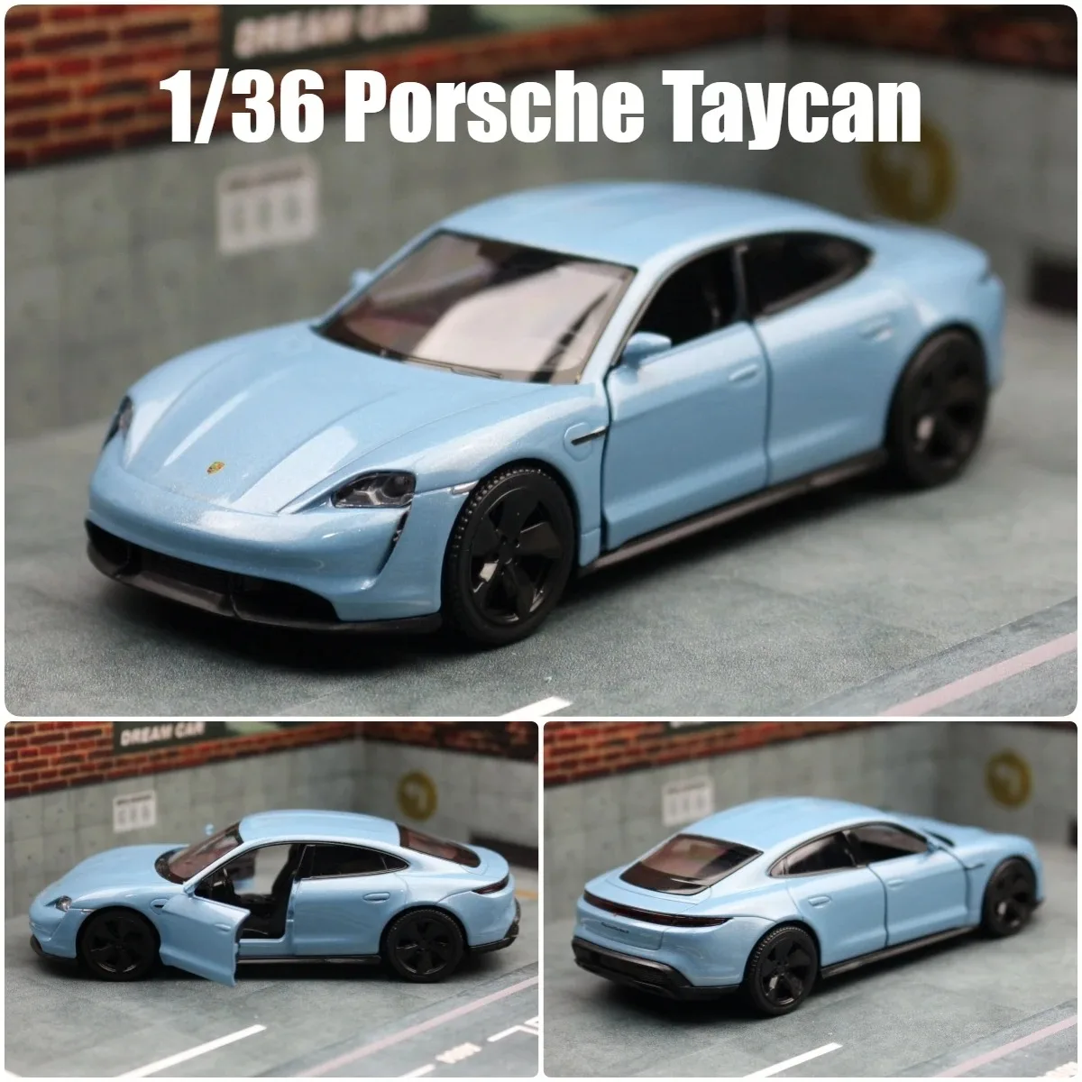 Modelo de coche de juguete Porsche Taycan 1/36 para niños RMZ CiTY Diecast Super Sport miniatura colección regalo para chico