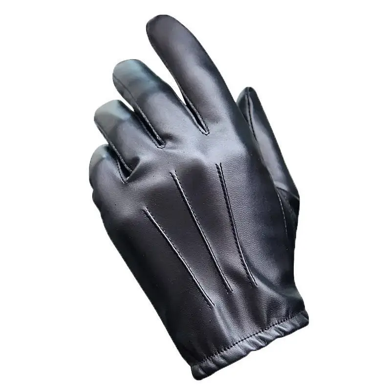 Winter Gloves Women Black PU Leather Cashmere Warm Driving Gloves Mittens Touch Screen Waterproof Tactical Gloves Unisex