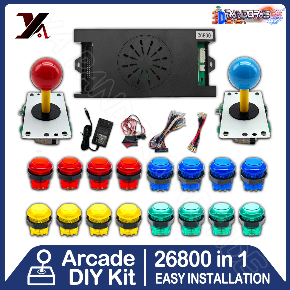 26800 in 1 Pandora DX Plus Box Arcade DIY Kit Zero Delay 8 Way Joystick Led Lights Buttons Arcade Game Console Cabinet Bartop