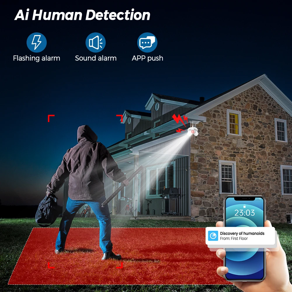 كاميرا مراقبة ذكية بدقة 15 ميجابكسل ثلاثية العدسات بدقة 360 درجة °   PTZ تتبع تلقائي 15MP 9MP للرؤية الليلية واي فاي مقاوم للماء CCTV 3-شاشة عرض