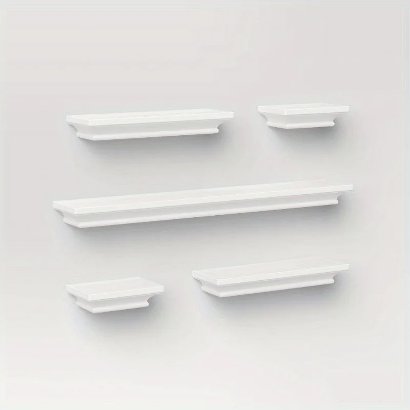 

5-Piece Wood Floating Shelf Set Traditional Wall Shelves, White