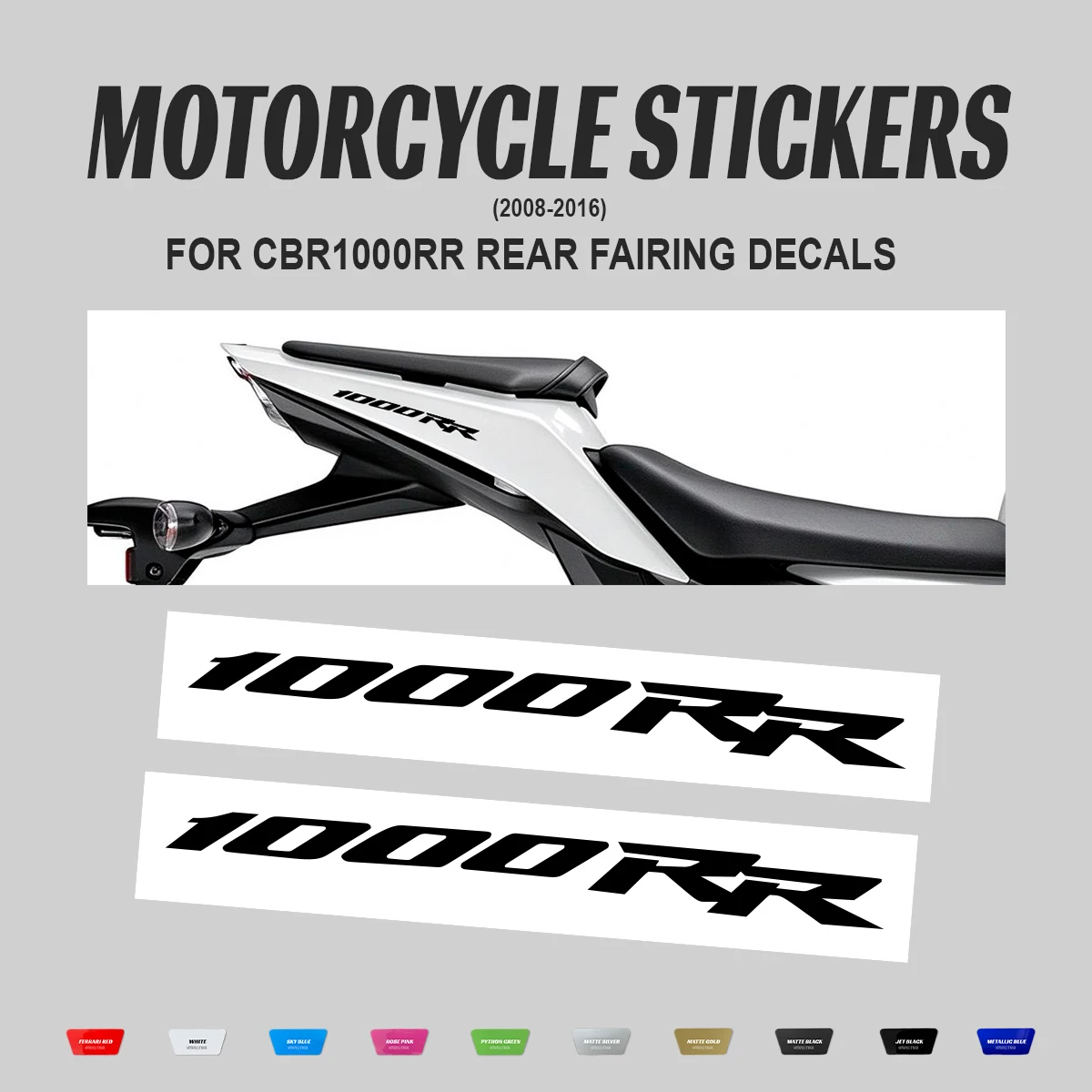 For CBR1000RR 1000RR 2008-2016 Motorcycle Rear Fairing Decals Stickers Waterproof PVC Tail Cover Decorative Accessories 2PCS